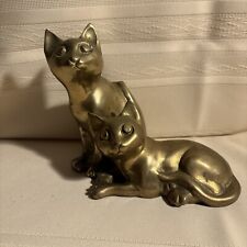 Vintage Brass Pair Of Siamese Cats picture