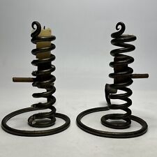 Vintage Iron All Steel Spiral Coil Courting Chamberstick Candle Holder picture