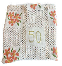 Vintage Handmade Crochet Knit Throw Blanket 