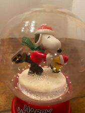 GEMMY PEANUTS Snoopy & Woodstock Happy Holiday Musical Snow Globe Waterless J picture