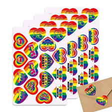 64Pcs Gay Pride Stickers Party Decals Rainbow Heart Decals For Greeting Card  picture
