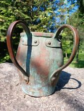 RARE Antique Copper Jewish Double Handle Wash Cup Hand Wash Mug Old green patina picture