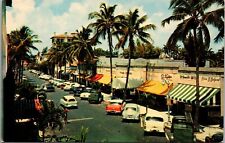 Vtg Palm Beach FL Worth Avenue Street View Old Cars Tourist Shops 1950s Postcard picture