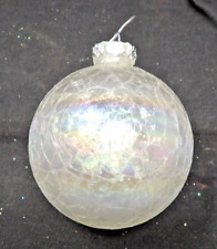 Vintage Hand Blown Iridescent Crackle Glass Ball Christmas Ornament 3