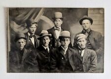 Seven Dapper Men With Hats RPPC c1910s-20s Real Photo Postcard picture