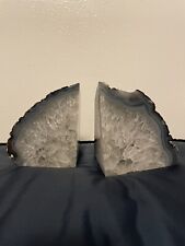 A Pair of Sparkly Geode Stone Half Bookends Heavy Duty And Beautiful picture