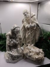 Glitter nativity Set Cream/tan Color 3 Piece Joseph, Mary & Baby Jesus picture