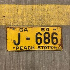 1954 Georgia License Plate J 686 Garage Auto Ford Chevy Dodge YOM DMV Clear picture