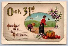 October 31st Halloween Person with Pumpkin Head 1913 Postcard picture