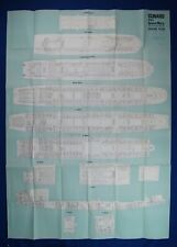 Vintage Cunard Line RMS Queen Mary Cruise Plan /Deck Plan 44 X 32