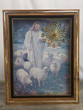 Rare Jesus The Good Shepherd Lithograph Clock Framed 11