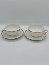 Vintage Tea Cup and Saucer (TWO SETS) Espresso Porcelain White Gold Trim picture