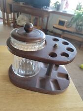 Vtg Dun-Rite Pipe Wood Products 5 Hole Rack ,Holder with Glass  New York.  picture
