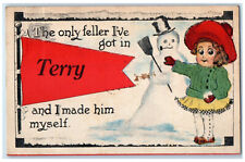 1913 The Only Feller I've Got Message Terry Pennant Montana MT Postcard picture