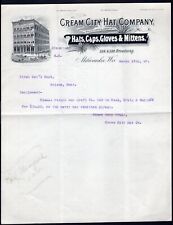 USA Milwaukee Wisc 1893 Cream City Hat Co ILLUSTRATED Advertising Letterhead picture