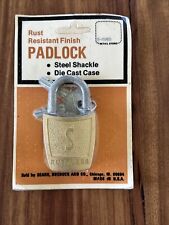 Vintage Sears Roebuck and Co., Rust Resistant Finish PADLOCK -Sealed Package USA picture
