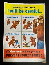 Vintage Original 1953 Smokey Bear Paper Poster 
