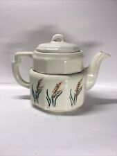 Porcelier Teapot w/ Cattails Trade Mark Vitreous China 1930s  6” H   2.5 cups picture