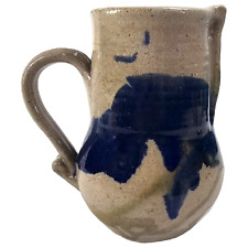 Studio Art Pottery Stoneware Pitcher Taupe Blue Late 20th Century picture