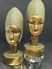 ANTIQUE MARION BRONZE CLAD USA NUBIAN TRIBE BLACK WOMAN LADY ART STATUE BOOKENDS picture