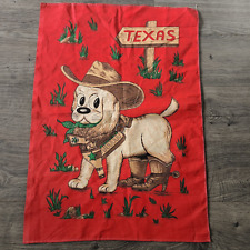 Vintage MCM Baumwolle TEXAS COWBOY DOG BOOTS Cotton Tea Towel picture