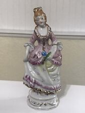 BEAUTIFUL FIGURINE LADY IN PINK DRESS VINTAGE PORCELAIN MADE IN JAPAN  picture