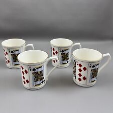 Set Of 4 Queen’s Fine Bone China Playing Cards Gambling Cups Churchill Brand picture