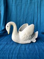 White Swan Goose Planter Figurine 1960s Holder Porcelain Pot Trinket Container picture