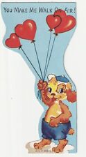 c1950s~Puppy Dog~YOU MAKE ME WALK ON AIR~Vintage Valentine Bookmark Card picture