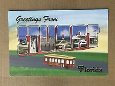Postcard Stuart FL Florida Large letter Greetings Cracker Barrel Trolley picture