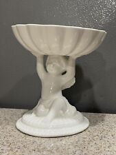 Cherub Pedestal White Trinket Ceramic Dish Soap 70s Victorian Shabby Decor Avon picture