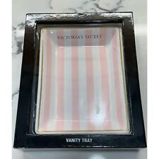 Victoria's Secret Ceramic Vanity Jewelry Fragrance Tray Pink White Stripes picture