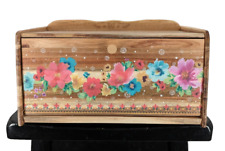 The Pioneer Woman Bread Box Arcacia Breezy Blossom Flowers Wood Pink Yellow Blue picture