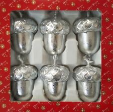 Vintage Dillard's Trimmings Christmas Ornaments HD Silver Acorns NEW picture