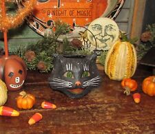 Bethany Lowe Halloween Paper Mache Sassy Happy Black Cat Mini Bucket TJ0200 picture