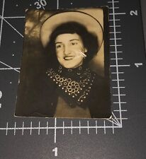 1930s Cowgirl Woman Western Wear Damaged Face Area Vintage Arcade PHOTO BOOTH picture