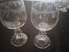 2 Vintage Fancy etched wine glasses picture