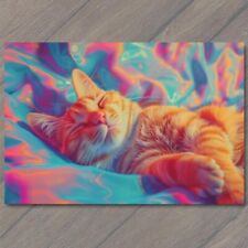 POSTCARD Cat Surrealism Cute Crazy Bright Colors Weird Strange Wild Unusual picture