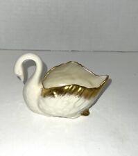 LENOX USA 100-86 Swan Bird Gold Trim Porcelain Figurine Trinket Dish picture