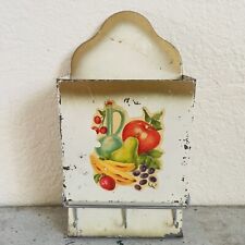 Vintage Mid-Century Modern Floral Metal Mail Letter Holder Wall Hanging Box picture