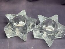 Vintage Textured Pair Indiana Glass Star Shaped Votive Tea Light Candle Holder picture