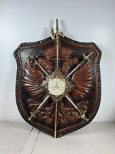 Vintage Authentic Spain Toledo Coat of Arms Damascene Swords Leather Wall Plaque picture