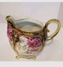 Nippon Hand Painted Gold Encrusted Floral Creamer Porcelain Dinnerware Antique picture