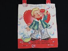 Vintage Valentines Day Card Die Cut Boy Blowing Bubbles C1576 picture