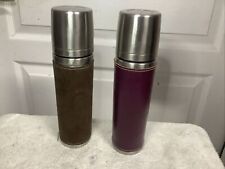 Lot Of 2 Vintage 2004 Starbucks Thermos 16oz Leather/Suede Thermal Bottles picture