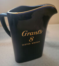 Grants 8 Scotch Whisky Vintage Cobalt Blue Ceramic Pitcher Barware  picture