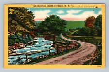 Suffern NY Greetings Scenic Road View Rocky River VintageNew York c1954 Postcard picture