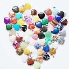 30pcs/lot Wholesale Fashion Natural heart Gemstone stone Silver Beads Pendants picture