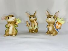 Lot of 3 Homco Home Interiors Porcelain Bunny Rabbit Figurines #1410 Vtg Easter picture