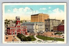 Providence RI-Rhode Island, Central Fire Station, Post Office Vintage Postcard picture